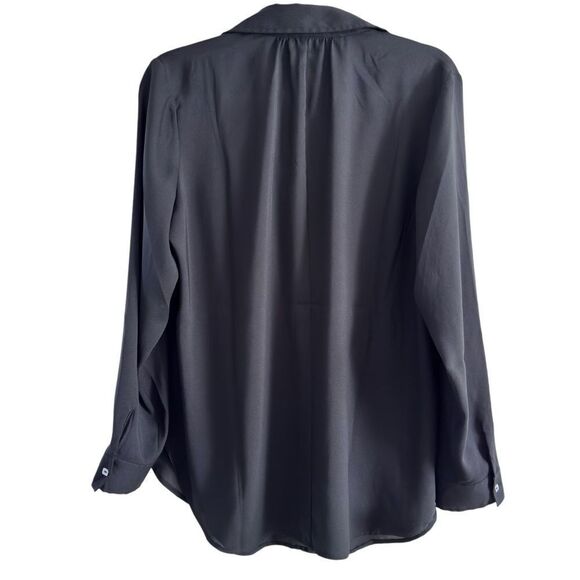 Soft Surroundings Black Tunic Blouse Deep V-Neck Collared Semi Sheer‎ Size LP - Picture 4 of 7